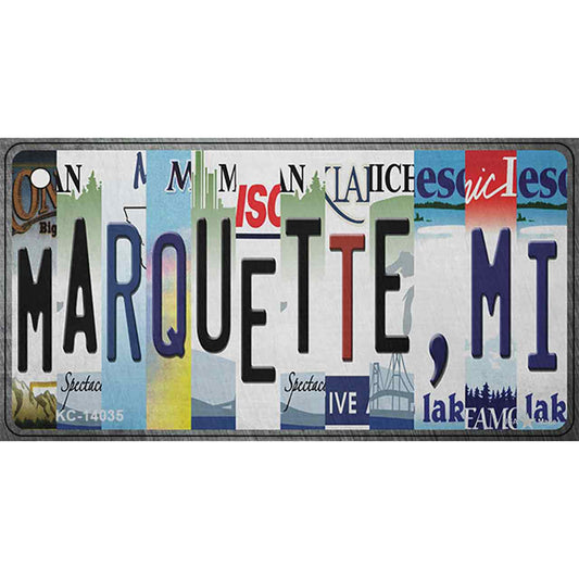 Marquette MI Strip Art Novelty Metal Key Chain