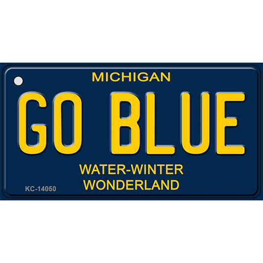 Go Blue Michigan Blue Novelty Metal Key Chain