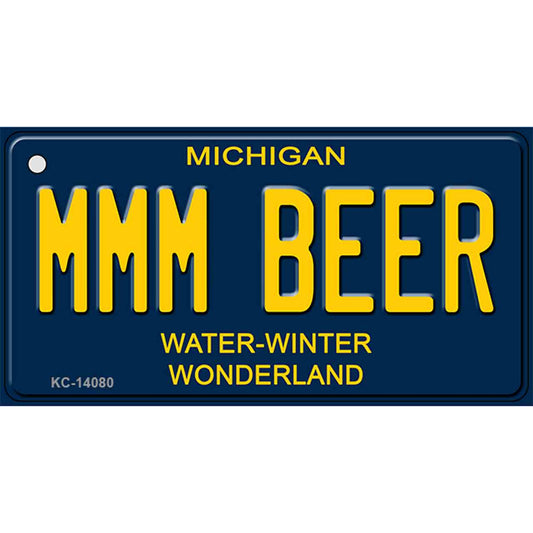 Mmm Beer Michigan Blue Novelty Key Chain