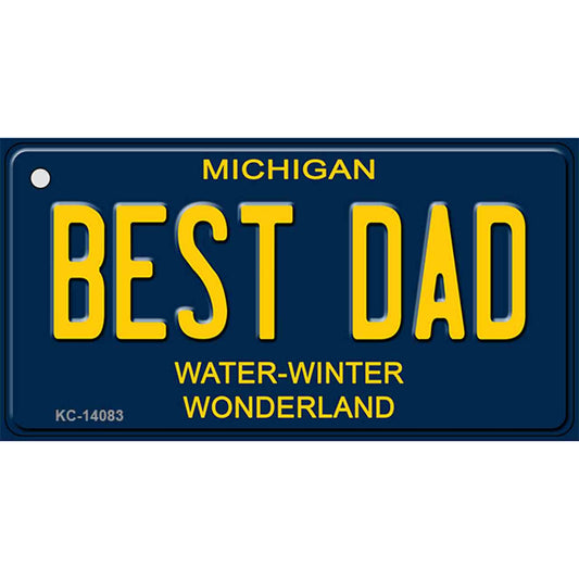 Best Dad Michigan Blue Novelty Key Chain