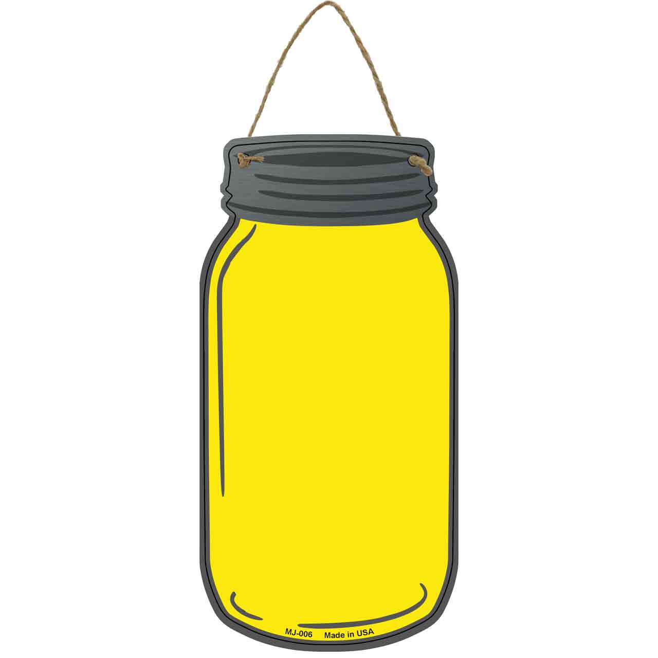 Yellow Novelty Metal Mason Jar Sign