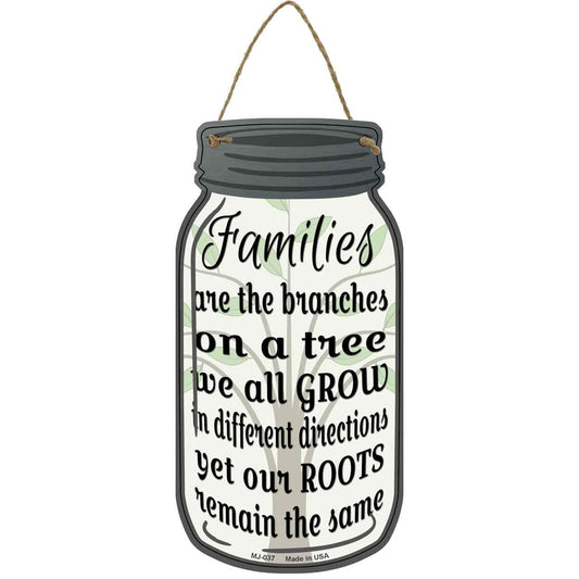 Family Tree Novelty Metal Mason Jar Sign