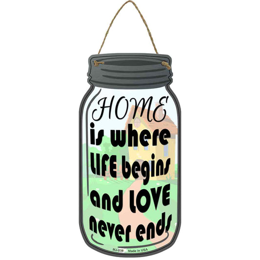 Home Life Love Novelty Metal Mason Jar Sign