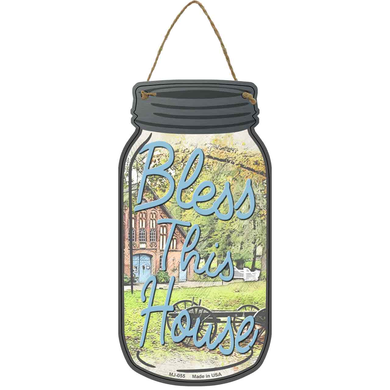 Bless This House Novelty Metal Mason Jar Sign