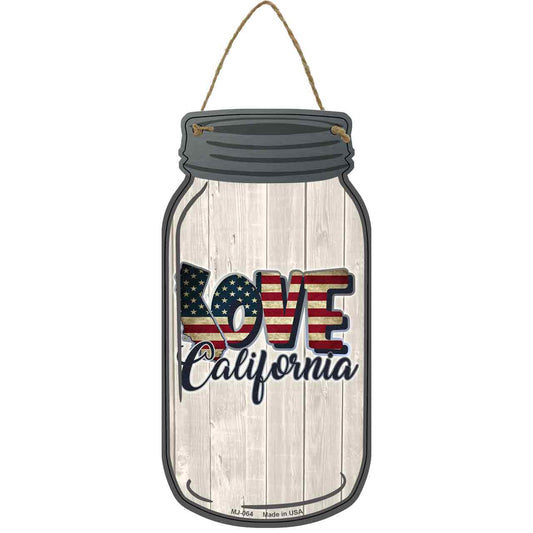 Love California Silhouette Novelty Metal Mason Jar Sign