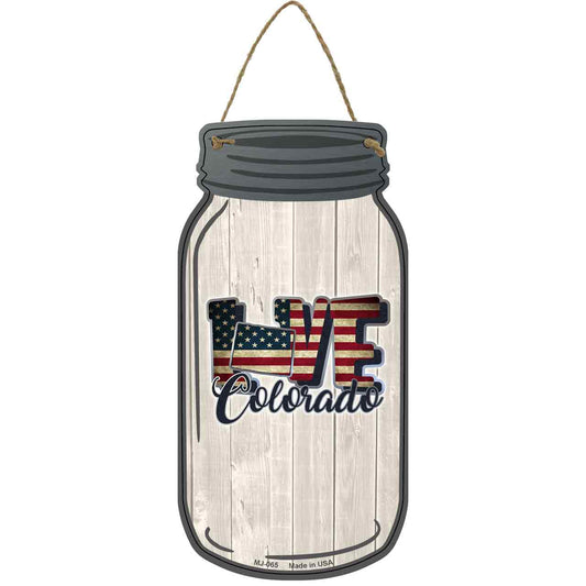 Love Colorado Silhouette Novelty Metal Mason Jar Sign