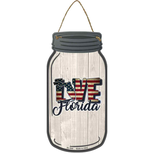Love Florida Silhouette Novelty Metal Mason Jar Sign