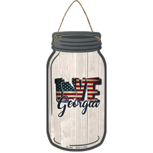 Love Georgia Silhouette Novelty Metal Mason Jar Sign