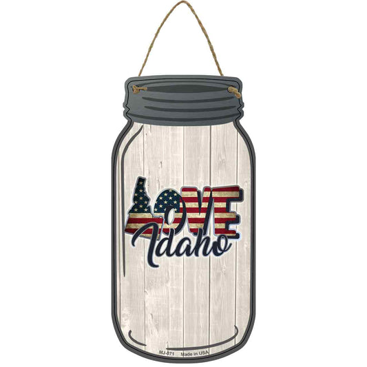 Love Idaho Silhouette Novelty Metal Mason Jar Sign