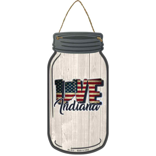 Love Indiana Silhouette Novelty Metal Mason Jar Sign
