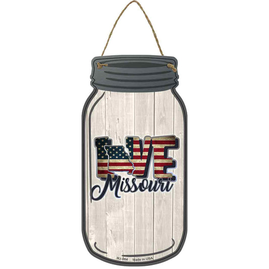 Love Missouri Silhouette Novelty Metal Mason Jar Sign