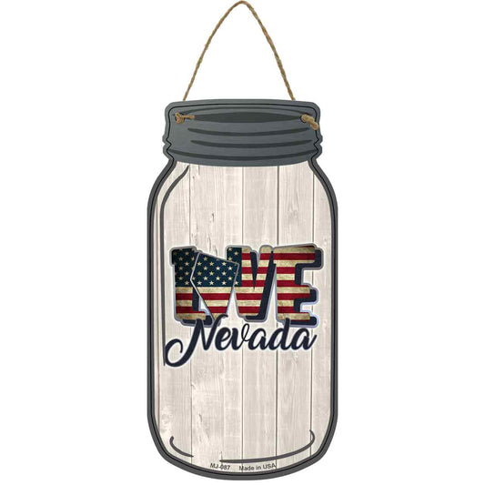 Love Nevada Silhouette Novelty Metal Mason Jar Sign