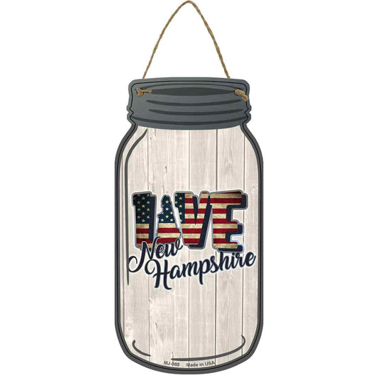 Love New Hampshire Silhouette Novelty Metal Mason Jar Sign