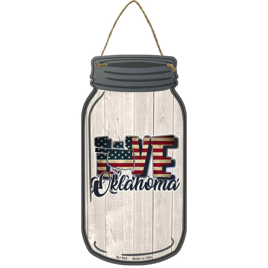 Love OKlahoma Silhouette Novelty Metal Mason Jar Sign