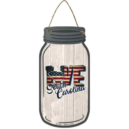 Love South Carolina Silhouette Novelty Metal Mason Jar Sign