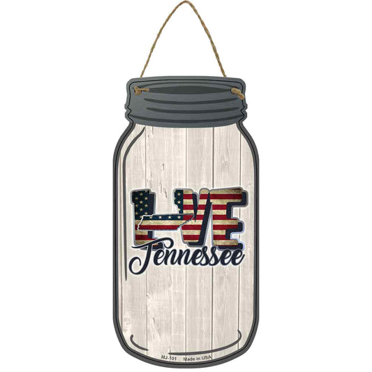 Love Tennessee Silhouette Novelty Metal Mason Jar Sign