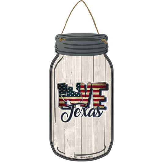 Love Texas Silhouette Novelty Metal Mason Jar Sign