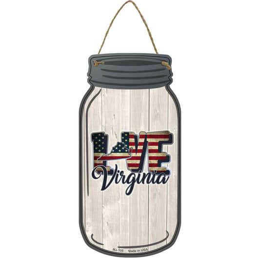 Love Virginia Silhouette Novelty Metal Mason Jar Sign