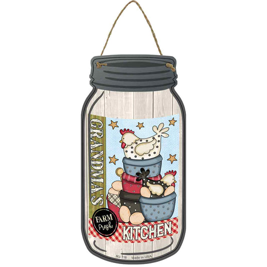 Grandmas Chicken Kitchen Novelty Metal Mason Jar Sign