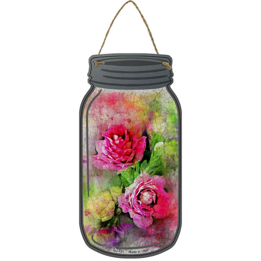 Carnation Watercolor Novelty Metal Mason Jar Sign