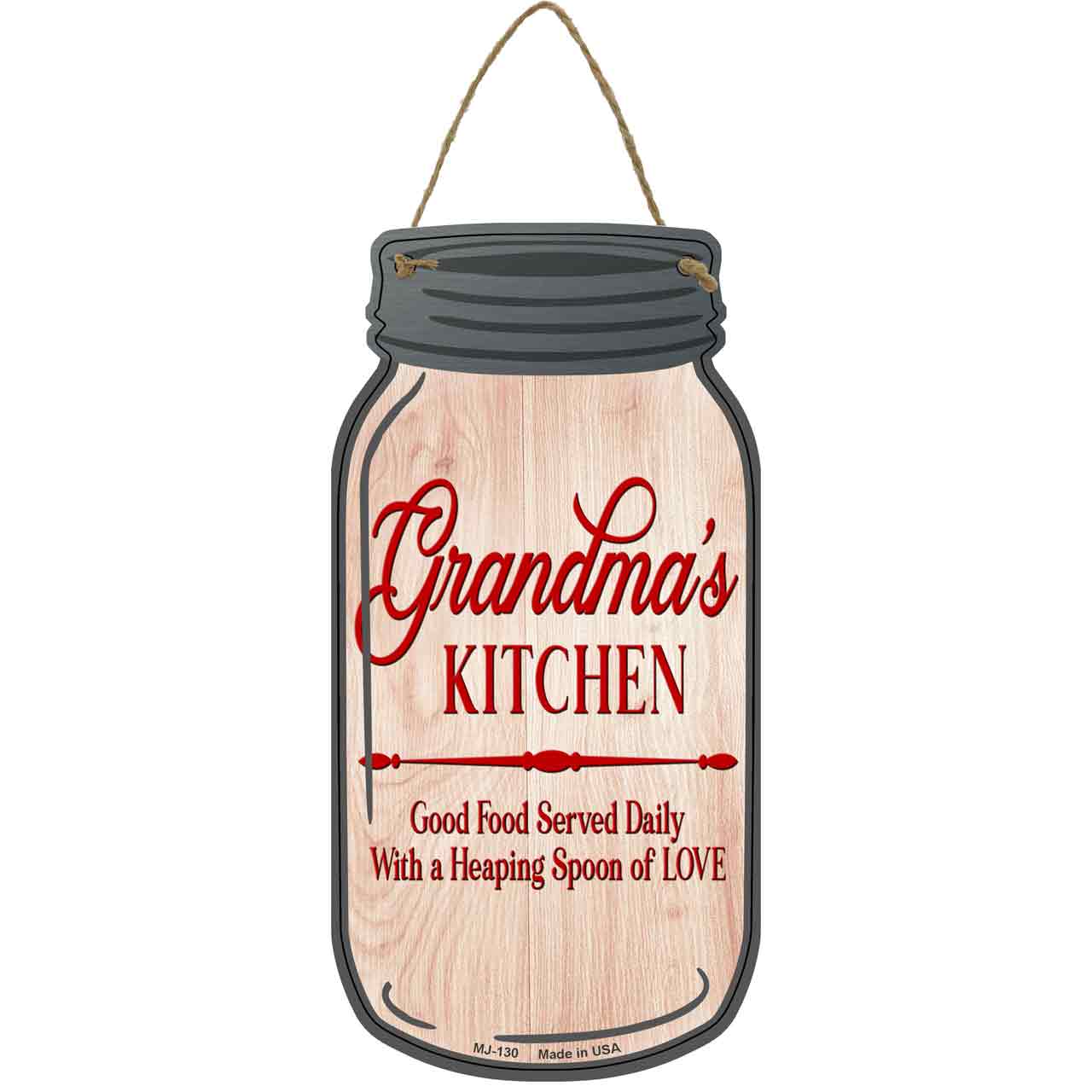 Grandmas Kitchen Love Novelty Metal Mason Jar Sign