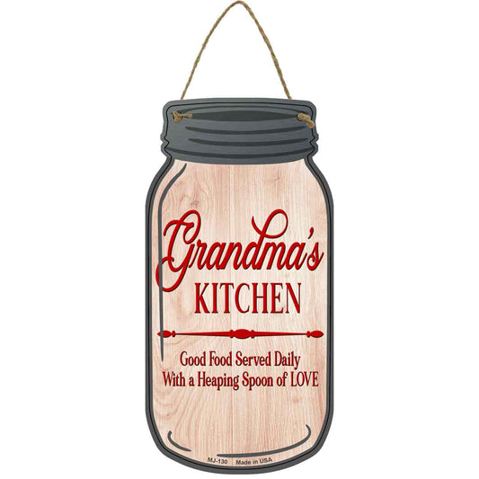 Grandmas Kitchen Love Novelty Metal Mason Jar Sign