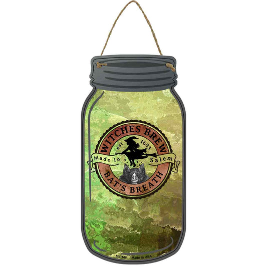 Bats Breath Green Novelty Metal Mason Jar Sign