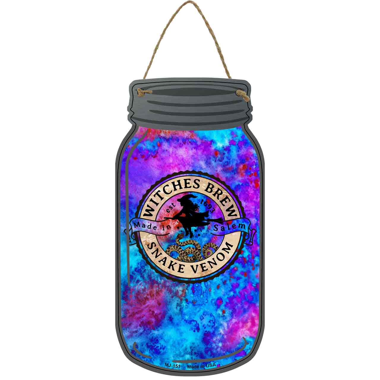 Snake Venom Purple Blue Novelty Metal Mason Jar Sign