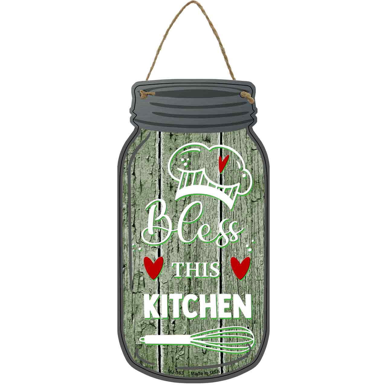 Bless Kitchen Green Novelty Metal Mason Jar Sign