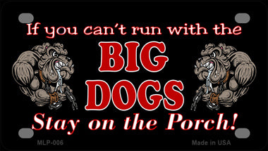 Big Dogs Black Novelty Mini Metal License Plate Tag