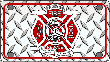 Fire Fighter Rescue Novelty Mini Metal License Plate Tag