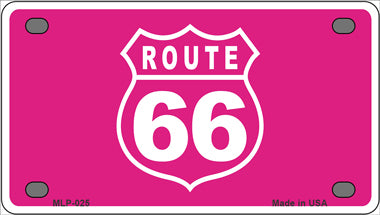 US Route 66 Pink Novelty Mini Metal License Plate Tag