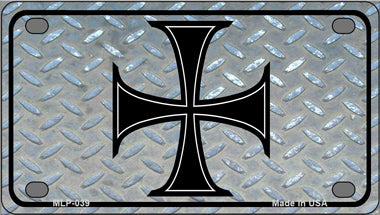 Maltese Cross Novelty Mini Metal License Plate Tag