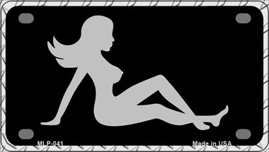 Mud Flap Girl Sillouette Novelty Mini Metal License Plate Tag