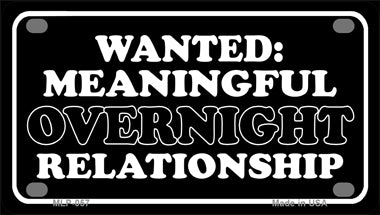 Wanted Meaningful Overnight Relationship Novelty Mini Metal License Plate Tag