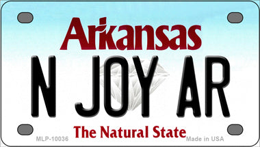 N Joy AR Arkansas Novelty Mini Metal License Plate Tag