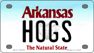 Hogs Arkansas Novelty Mini Metal License Plate Tag