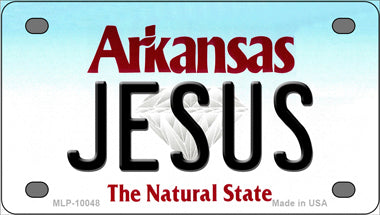 Jesus Arkansas Novelty Mini Metal License Plate Tag