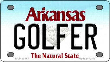 Golfer Arkansas Novelty Mini Metal License Plate Tag