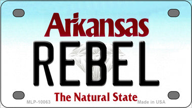 Rebel Arkansas Novelty Mini Metal License Plate Tag