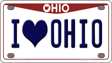 I Love Ohio Novelty Mini Metal License Plate Tag