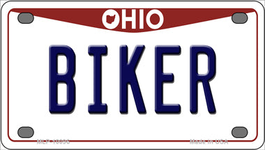 Biker Ohio Novelty Mini Metal License Plate Tag