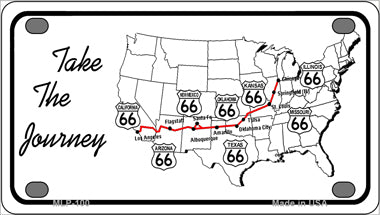 Take The Journey RT 66 Novelty Mini Metal License Plate Tag