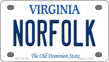 Norfolk Virginia Novelty Mini Metal License Plate Tag