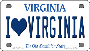 I Love Virginia Novelty Mini Metal License Plate Tag
