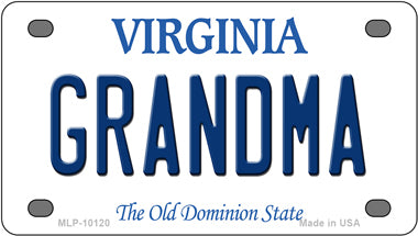 Grandma Virginia Novelty Mini Metal License Plate Tag