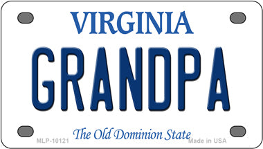 Grandpa Virginia Novelty Mini Metal License Plate Tag
