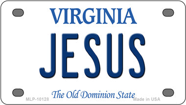 Jesus Virginia Novelty Mini Metal License Plate Tag