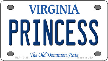 Princess Virginia Novelty Mini Metal License Plate Tag