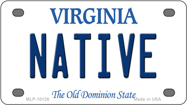 Native Virginia Novelty Mini Metal License Plate Tag